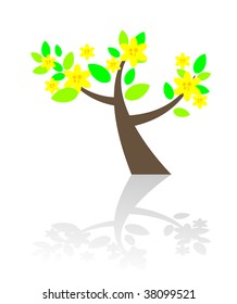 abstract design tree and flower illustration