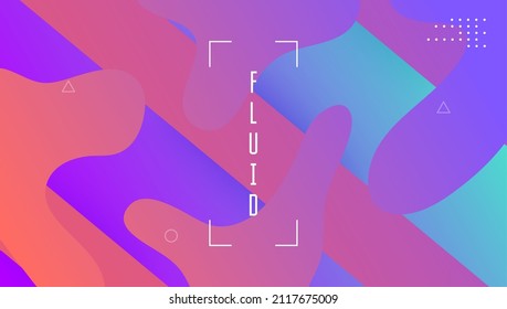 Abstract Design. Trendy Frame. Horizontal Brochure. Liquid Poster. Art Dynamic Cover. Blue Bright Layout. Geometric Concept. Wave Landing Page. Lilac Abstract Design