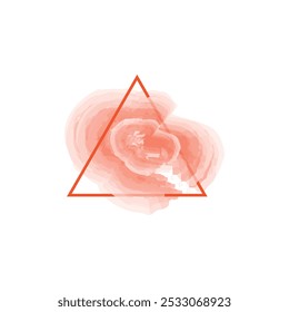 an abstract design with a triangular outline in a bright coral color.