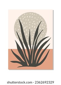 Abstract design with tropical plants, flat style vector illustration.