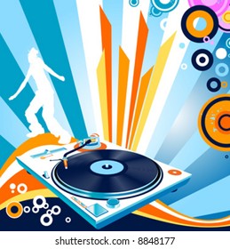 abstract design with turntable and silhouette
