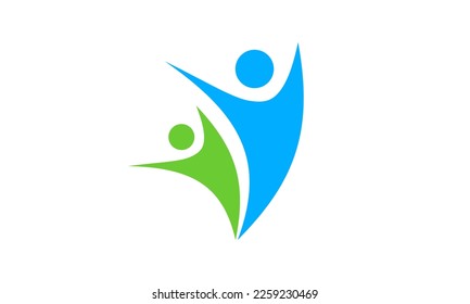 Abstract design of two people jumping together