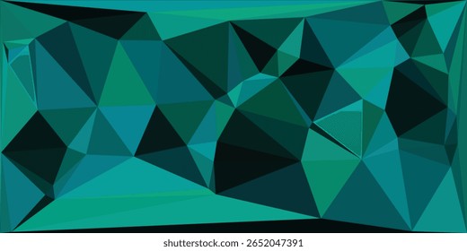 Abstract design of various shades of teal and dark teal, composed of many small triangles.