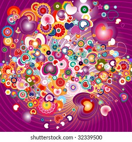 abstract design with various shapes; love theme