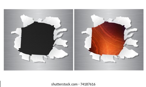 Abstract design, vector banners with brushed metal texture. Eps10