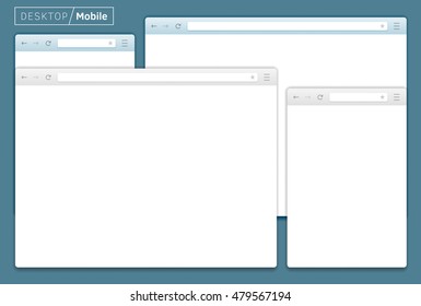 Abstract Design Vector Computer and Smartphone Browsers. Abstract Vector Browser Set. Vector Browser Set Illustration. Flat Vector Browser Set. Set of Applications Vector Browser.