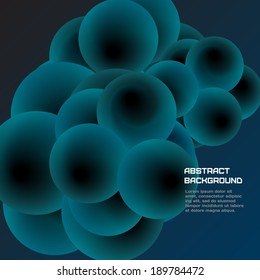 Abstract design vector dark background with 3d circles 