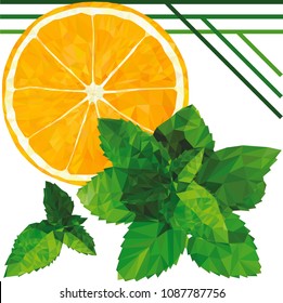 Abstract design
Vector illustration
Leaves fragrant fresh mint
Geometric orange background with triangular polygons
Orange slice isolated on white background