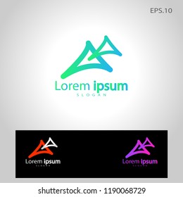 Abstract design vector logo template with triangles forming mountains on EPS 10