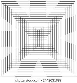 Abstraktes Design Vertikale und horizontale schwarze Linien Kantenförmige diagonale Linien in schwarzen Formen