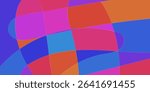 Abstract design with vibrant, flowing shapes.  Colorful, dynamic composition of overlapping squares and curves, in hues of purple, magenta, orange, blue, and red