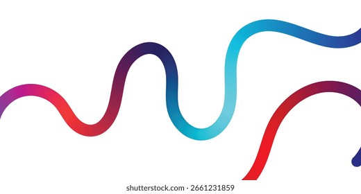 Diseño Abstractas con líneas degradadas vibrantes sobre fondo blanco. Diseño abstracto dinámico con líneas fluidas y coloridas en un espectro de gradientes vibrantes contra un fondo blanco limpio.