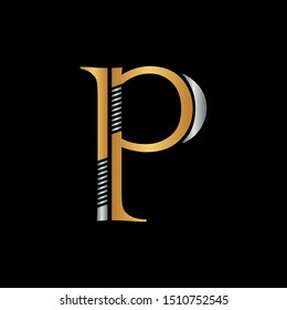 Abstract Design Vintage letter p logo icon. Creative Vector Design Letter p Logo icon for business, initial, brand identity
