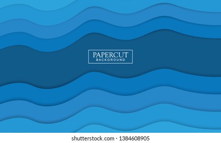 Abstract design with wave shapes in a paper cut style. Paper cut design concept background for flyers, banner, poster, presentation, brochure cover. Modern and trendy background.