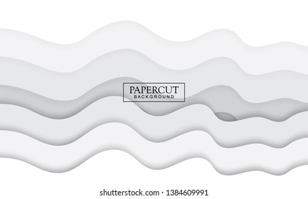 Abstract design with wave shapes in a paper cut style. Paper cut design concept background for flyers, banner, poster, presentation, brochure cover. Modern and trendy background.