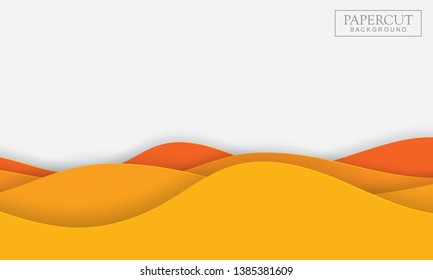 Abstract design with wave shapes in a paper cut style. Paper cut design concept background for flyers, banner, poster, presentation, brochure cover. Modern and trendy background.
