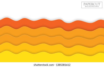Abstract design with wave shapes in a paper cut style. Paper cut design concept background for flyers, banner, poster, presentation, brochure cover. Modern and trendy background.