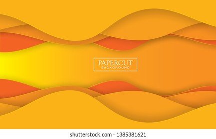 Abstract design with wave shapes in a paper cut style. Paper cut design concept background for flyers, banner, poster, presentation, brochure cover. Modern and trendy background.