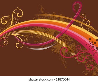 Abstract design with waves and ornamental details, vector illustration series.