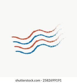 Abstract design with wavy lines in red and blue. Artistic wavy lines create a dynamic pattern. Red and blue lines add a vibrant touch to the abstract design. Travel element vector illustration.