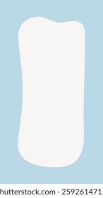 Abstract design with a wavy white shape on a light blue background. Minimalist and modern art with a smooth, flowing white form against blue. Frame vector with copy space.