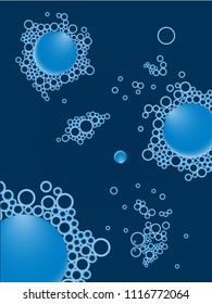 Abstract design white and blue circles seamless pattern. Abstract background and texture of blue bubbles vector illustration. The art of water surface for your products display