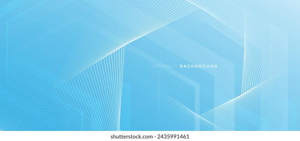 Abstraktes Design mit weiß leuchtenden sechseckigen geometrischen Linien Hintergrund. Modernes minimalistisches trendiges blaues Linienmuster. Hintergrund Gesundheitswesen. Vektorgrafik