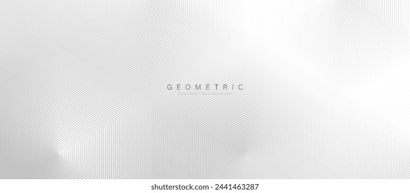 Diseño abstracto con fondo de líneas geométricas hexagonales brillantes blancas. Moderno patrón de líneas de moda mínima. Ilustración de vector