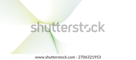 Abstract design with white glowing wavy geometric lines with green eco background. Modern minimal trendy lines pattern. simple textures,