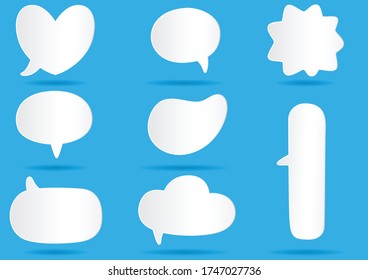 Abstract design. White paper Communication bubbles for speech on blue background. Vector illustration.