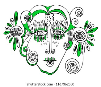 Abstract design with womans face. Vector illustration.