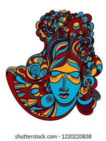 Abstract design with womans face. Vector illustration.