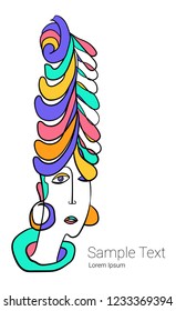 Abstract design with woman's face. Vector illustration.