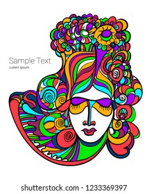 Abstract design with woman's face. Vector illustration.