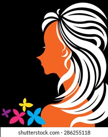 abstract design women shadow with colorful flower