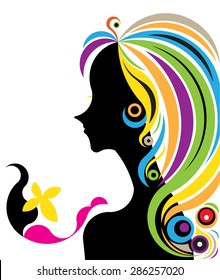 abstract design women shadow with colorful flower