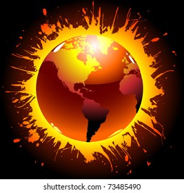 Abstract design of world globe exploding