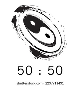 Abstract design of Yin and Yang symbol with brush stroke. Nature, balance.	50:50.