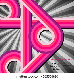 Abstraktes Design70er-Jahre-Retrolinien und rosa Hintergrund, Vektorgrafik.