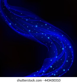 Abstract design-blue waves on the dark background. Vector illustration.