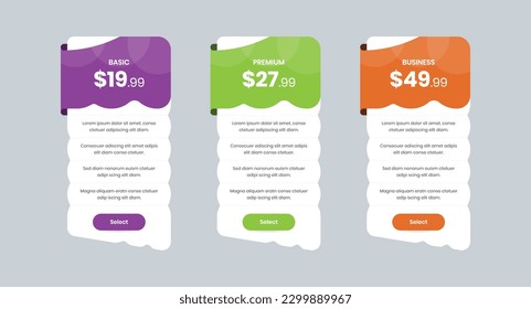 Abstract designed a minimalist pricing comparison web and mobile ui kit elements