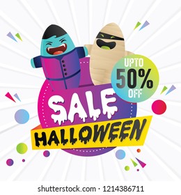 Abstract designs for Happy halloween. Sale Halloween 50 % Off.