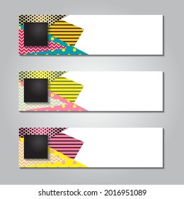 Resumen Diseños, Banner web horizontal. diseños de pie de página de encabezado. plantilla de promociones. Ilustración vectorial