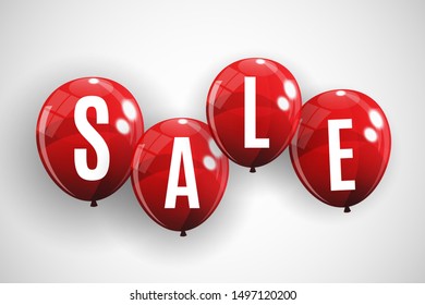 Abstract Designs Sale Banner Template with Balloons. Vector Illustration EPS10