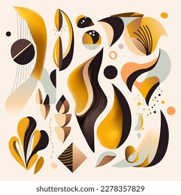 Abstract designs of various shapes. Wall art watercolor minimalistic abstract art background. modern art isolated vector graphics. minimalistic geometric frames hand drawn, vector illustration