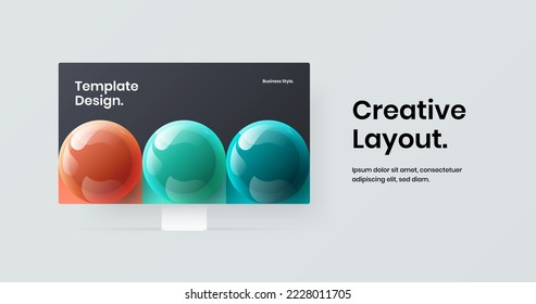 Abstract desktop mockup banner layout. Modern site screen vector design template.
