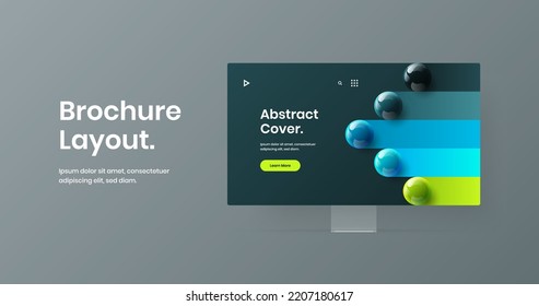 Abstract desktop mockup landing page template. Isolated website design vector illustration.