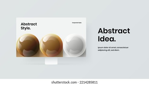 Abstract desktop mockup web project layout. Unique landing page vector design concept.