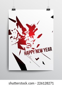 Abstract destroy lines / explosion background happy new year poster, clean and modern style design. Vector eps 10