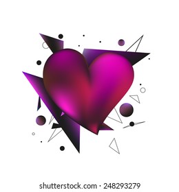 Abstract detailed background with vector illustration of heart for Valentine's Day party flyers